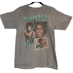 Whitney Houston Bootleg Collage Graphic Tee Philcos Acid Wash Vintage Size S/M